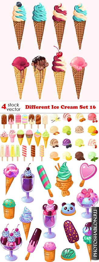 Векторный клипарт - Различное мороженое / Different Ice Cream Set 16