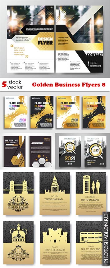 Векторные шаблоны флаеров / Golden Business Flyers 8