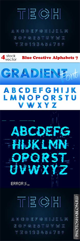 Векторный клипарт - Blue Creative Alphabets 7