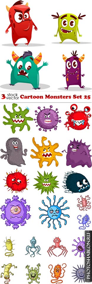Vectors - Cartoon Monsters Set 25