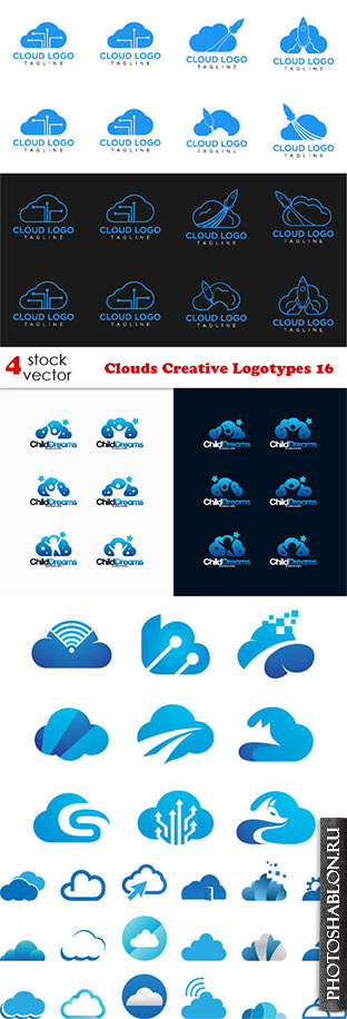 Векторный клипарт - Clouds Creative Logotypes 16
