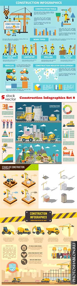 Векторный клипарт - Construction Infographics Set 8