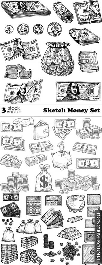 Векторный клипарт - Деньги / Vectors - Sketch Money Set