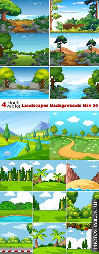 Векторный клипарт - Пейзажи / Vectors - Landscapes Backgrounds Mix 20