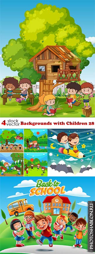 Векторный клипарт - Дети / Vectors - Backgrounds with Children 28