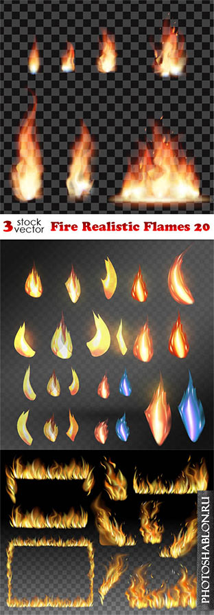 Векторный клипарт - Огонь / Vectors - Fire Realistic Flames 20