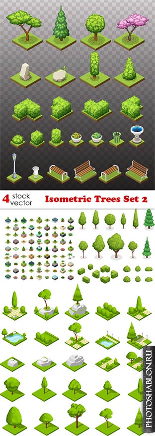 Векторный клипарт - Деревья / Isometric Trees Set 2