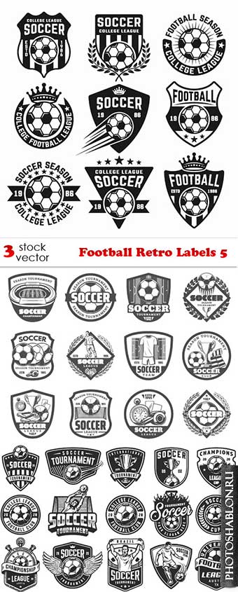 Векторный клипарт - Football Retro Labels 5