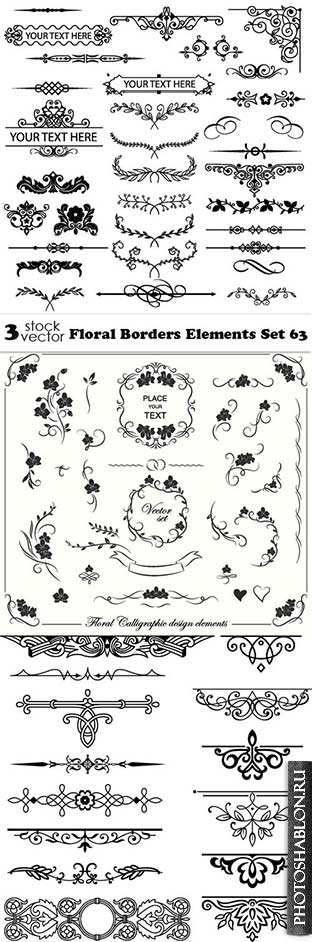 Vectors - Floral Borders Elements Set 63