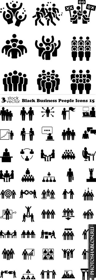 Vectors - Black Business People Icons 16