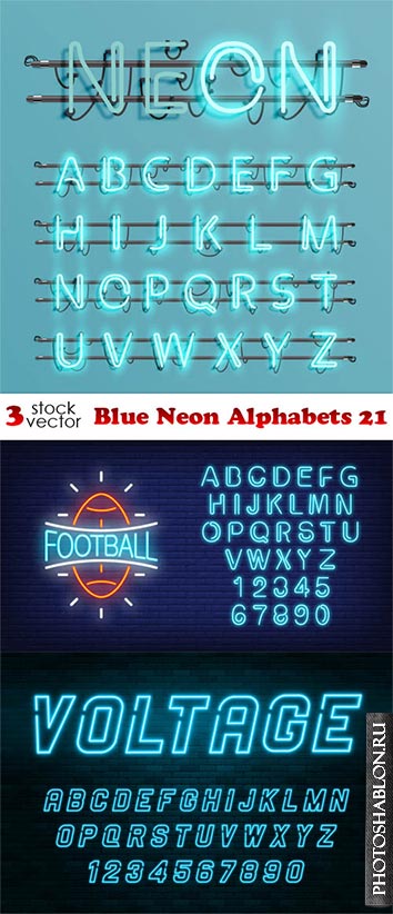 Vectors - Blue Neon Alphabets 24
