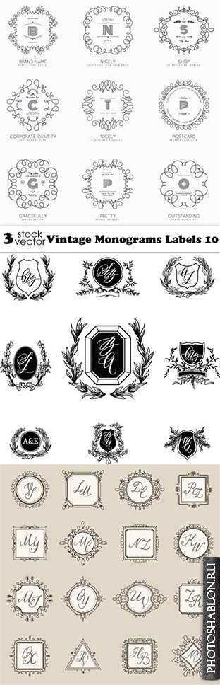 Vectors - Vintage Monograms Labels 10