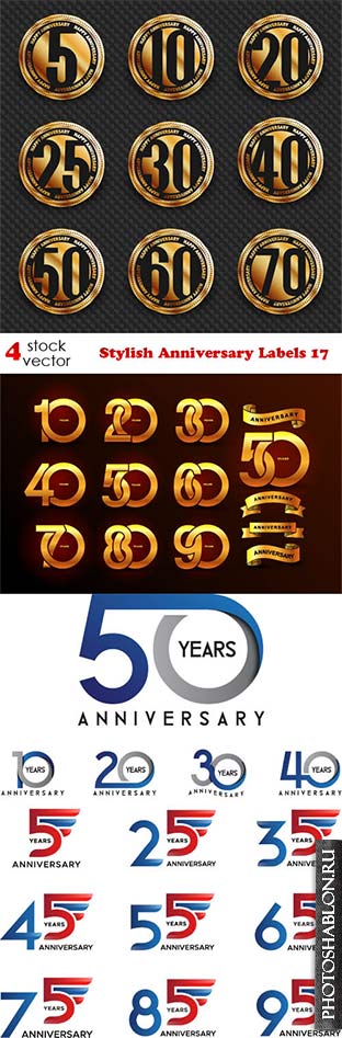 Векторный клипарт - Stylish Anniversary Labels 17