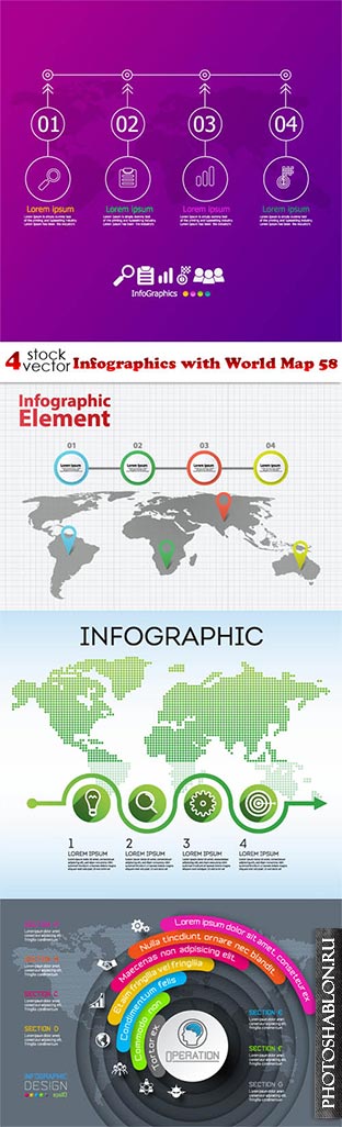Vectors - Infographics with World Map 58