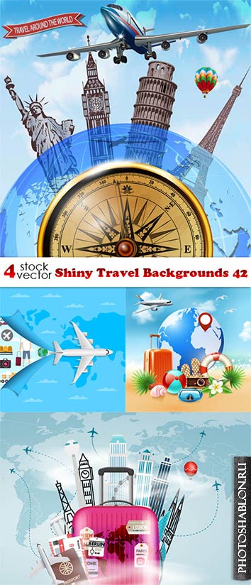 Векторный клипарт - Путешествие / Vectors - Shiny Travel Backgrounds