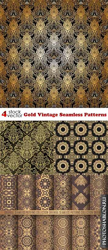 Vectors - Gold Vintage Seamless Patterns