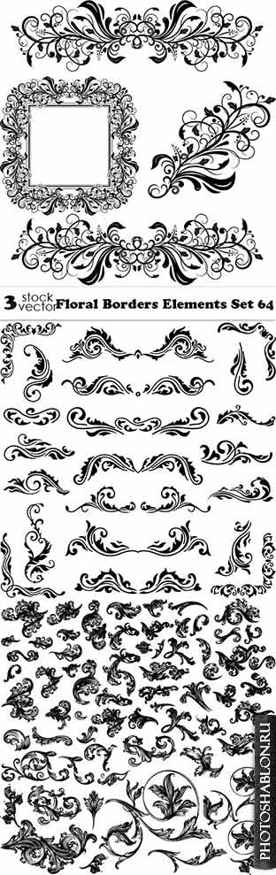 Vectors - Floral Borders Elements Set 64