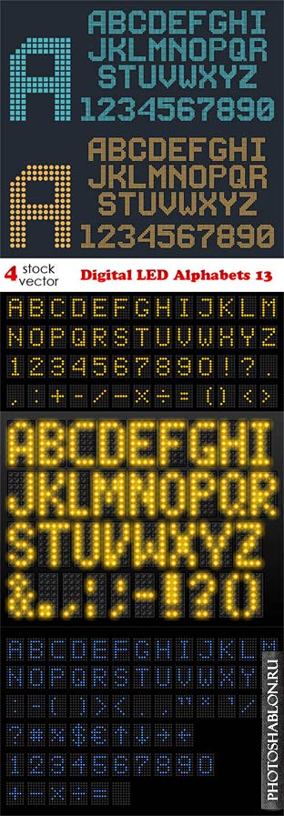 Векторный клипарт - Digital LED Alphabets 13
