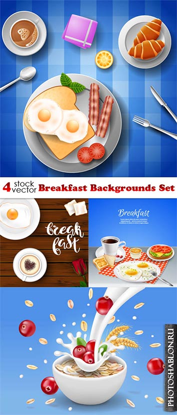 Векторный клипарт - Завтрак / Vectors - Breakfast Backgrounds Set