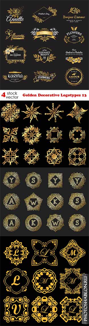 Векторный клипарт - Golden Decorative Logotypes 13