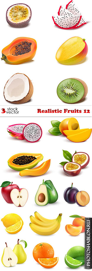 Векторные логотипы - Фрукты / Vectors - Realistic Fruits 12