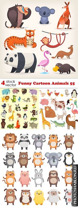 Векторный клипарт - Мультяшные животные / Funny Cartoon Animals 55