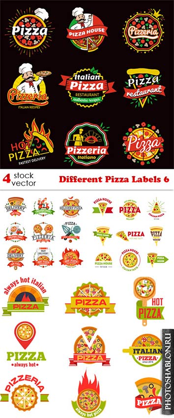 Векторный клипарт - Пицца / Different Pizza Labels 6