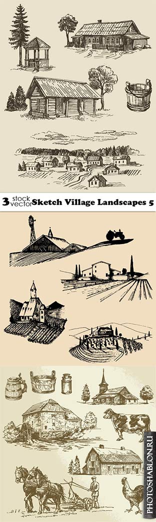 Vectors - Sketch Village Landscapes 5