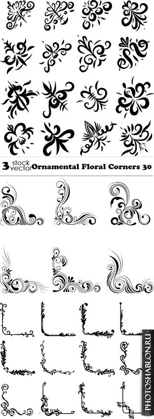 Vectors - Ornamental Floral Corners 30