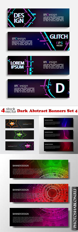 Vectors - Dark Abstract Banners Set 4