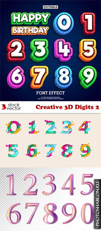 Vectors - Creative 3D Digits 2