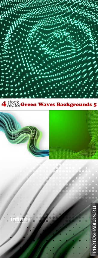Векторные фоны - Зеленые волны / Vectors - Green Waves Backgrounds 5