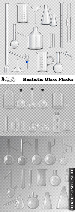 Векторный клипарт - Стеклянные колбы / Vectors - Realistic Glass Flask