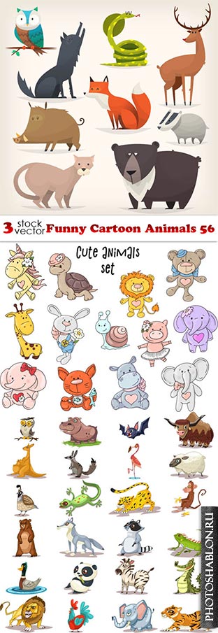 Векторный клипарт - Животные / Vectors - Funny Cartoon Animals 56