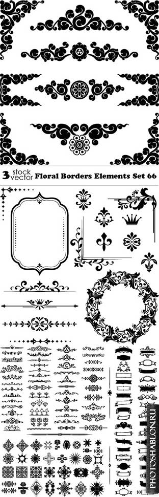 Vectors - Floral Borders Elements Set 66