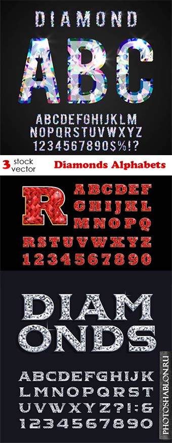 Векторный клипарт - Diamonds Alphabets Set