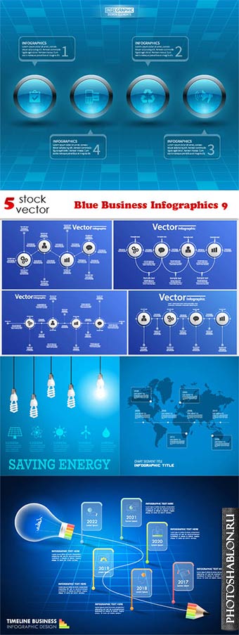 Векторный клипарт - Blue Business Infographics 9