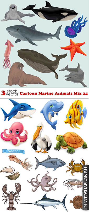 Векторный клипарт - Морские животные / Vectors - Cartoon Marine Animal